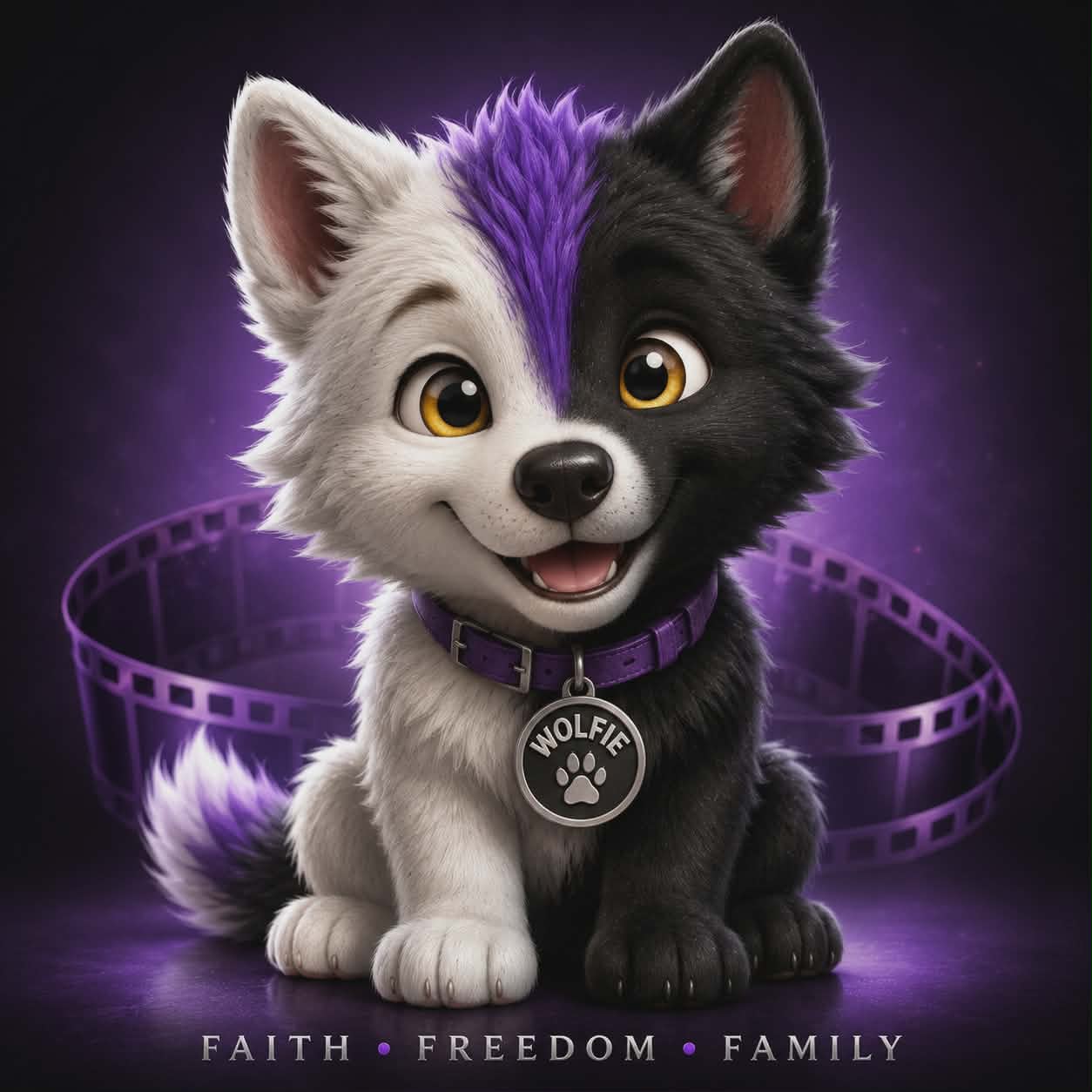 Wolfie, the friendly True Wolf Flix wolf pup mascot.
